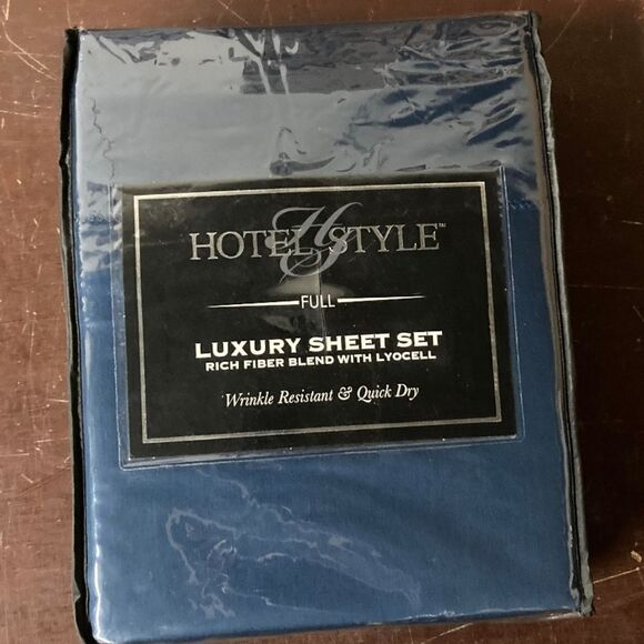 Hotel Style 500 Thread Count Tri-Blend with Lyocell Bed Full Sheet Blue Cove - Picture 2 of 3